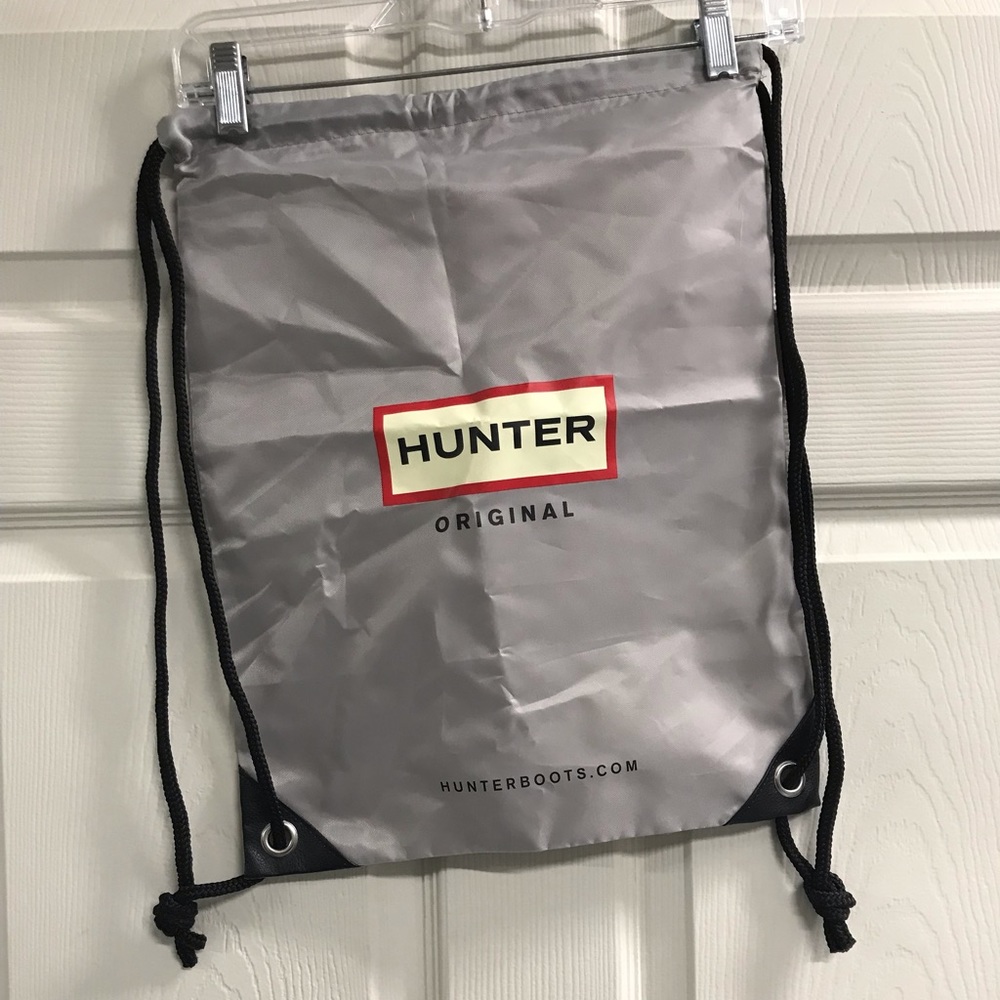Hunter Boots Gray Drawstring Back Pack Tote Bag - VGUC